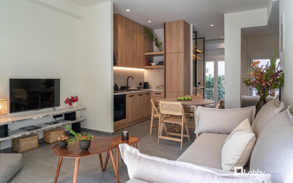 Kuchyň nebo kuchyňský kout v ubytování La Mer Apartment by LobbySquare
