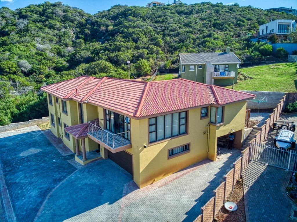 an aerial view of a house with a swimming pool at Hopslot Villa in Mossel Bay