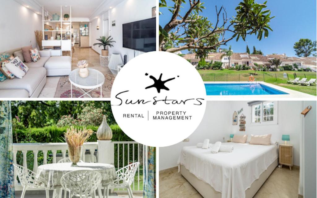 kolaż zdjęć willi z basenem w obiekcie Cozy 2 bedroom corner apartment in Puerto Banus with a Stunning Terrace w Marbelli