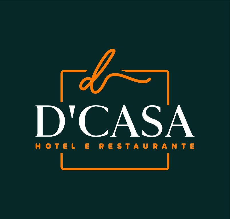 a logo for a hotel and restaurant with a violin at D'Casa Hotel e restaurante in Marechal Cândido Rondon