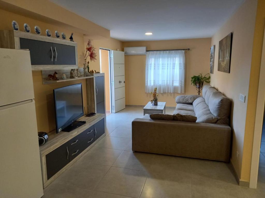 a living room with a couch and a flat screen tv at la vall in Caserío Abdet