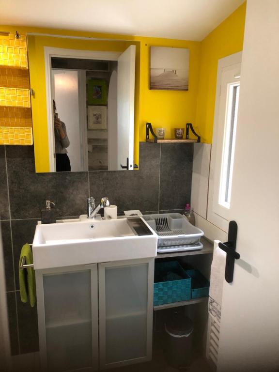 Koupelna v ubytování Chambre studio familiale la Brandonnière