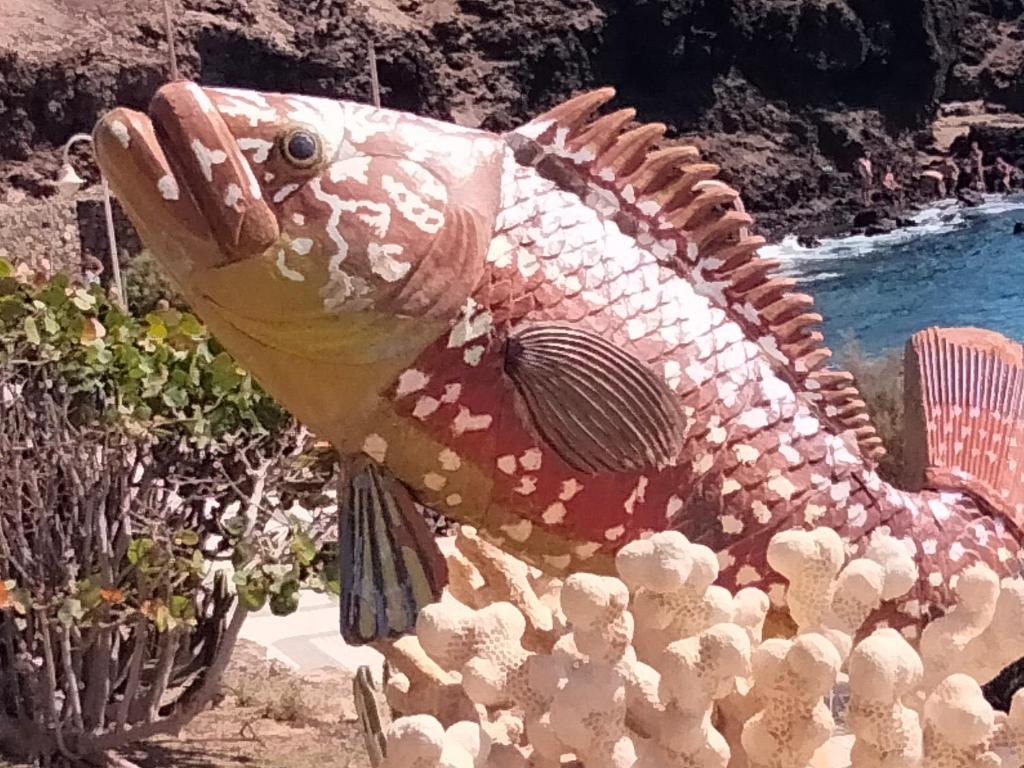 posąg ryby w ogrodzie w obiekcie Casa candelaria w mieście Arinaga