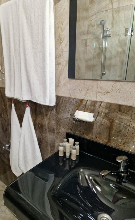 Koupelna v ubytování Hotel Leda