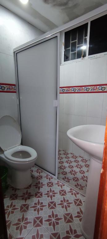 Koupelna v ubytování Posada Dakema
