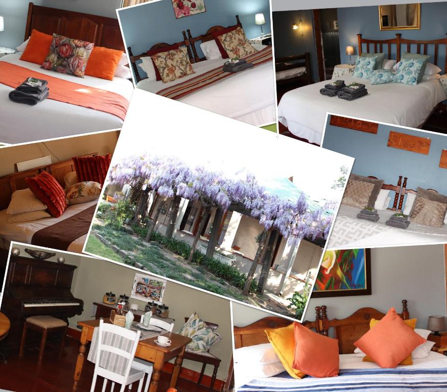 eine Collage mit Fotos eines Hotelzimmers in der Unterkunft Top House Bed and Breakfast in Ladybrand