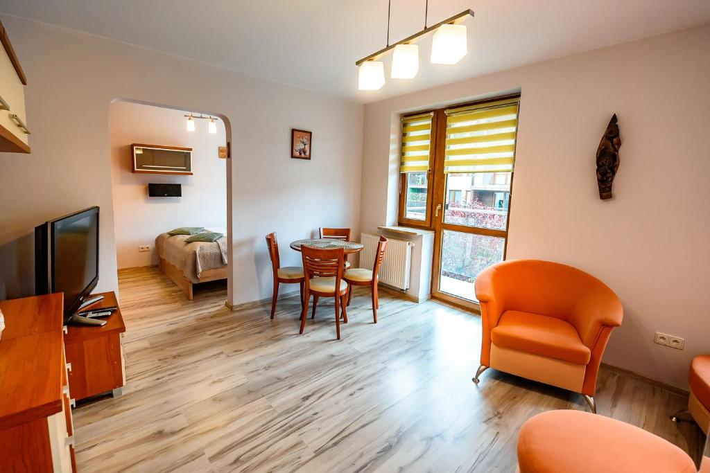 Televízia a/alebo spoločenská miestnosť v ubytovaní Apartamenty Sun & Snow Kraszewskiego