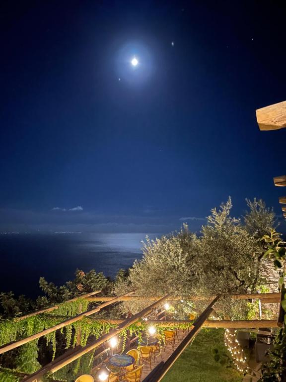 フローレにあるFico D'India Relaisの夜の海上の月の景色