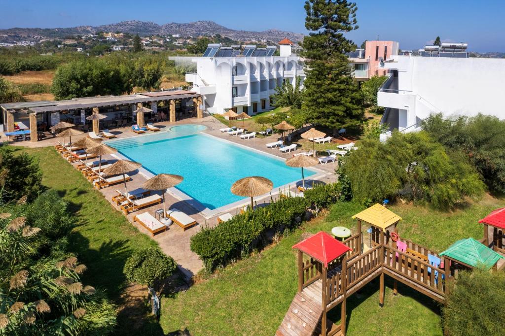 an aerial view of a resort with a swimming pool at Afandou Blu in Afantou