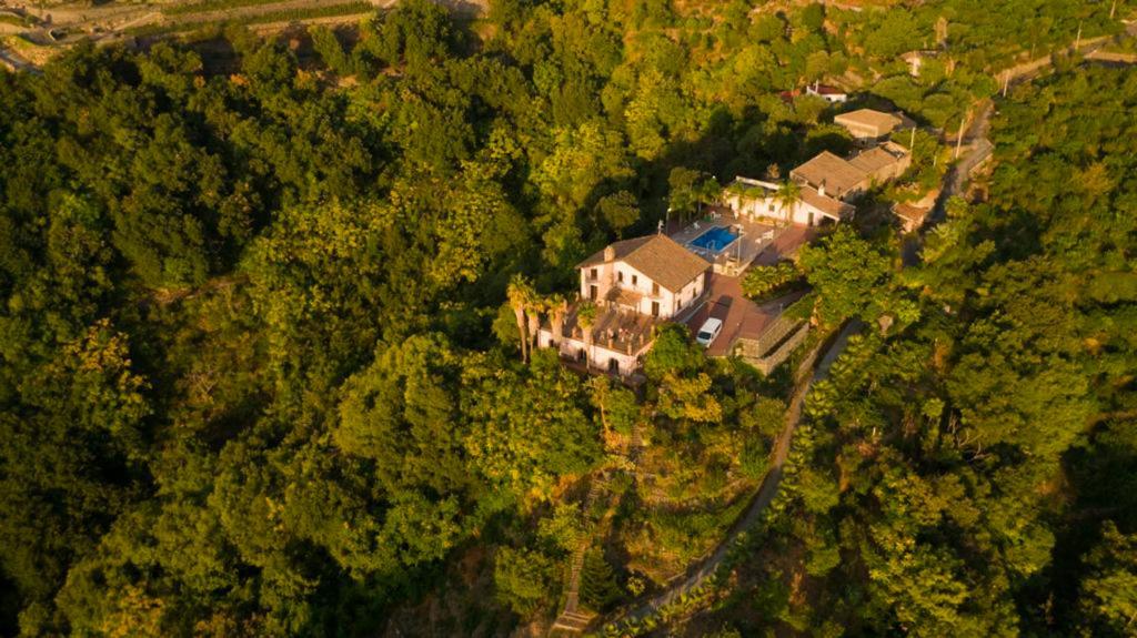 uma casa grande no meio de uma floresta em VILLA PANORAMICA DELL'ETNA em SantʼAlfio