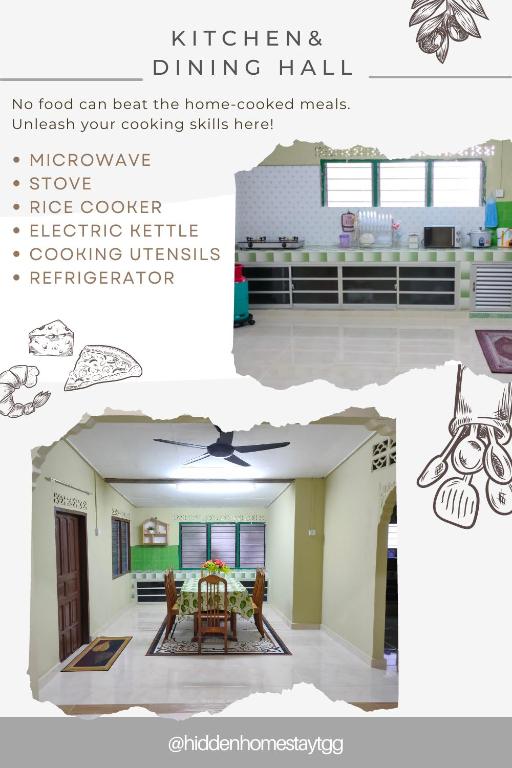 a collage of photos of a house at Hidden Homestay in Marang