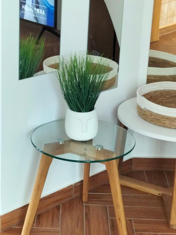 Televízia a/alebo spoločenská miestnosť v ubytovaní Sakura Studio Apartment