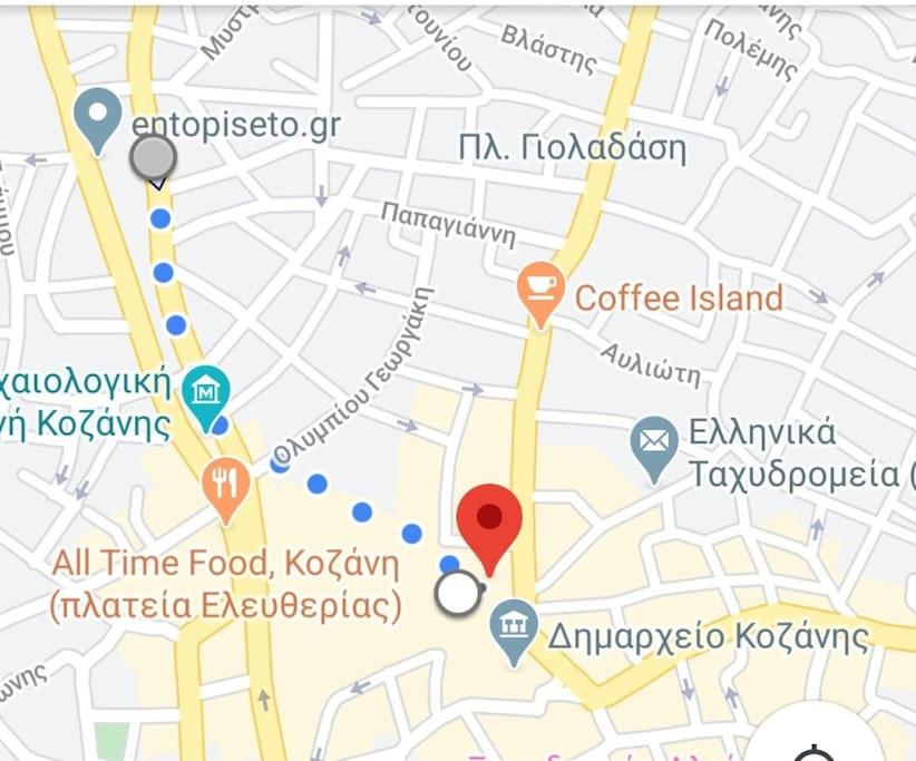 a map of krakolis with locations on it at Evaggelia's Apartments 1 Διαμονή στο κέντρο in Kozani