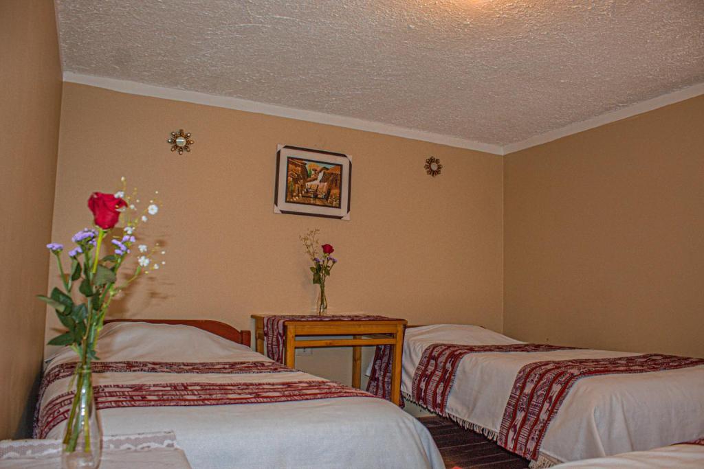 Postel nebo postele na pokoji v ubytování Hotel Willcamayu
