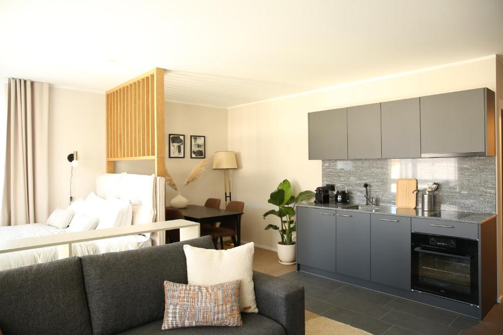 Kuchyň nebo kuchyňský kout v ubytování Lamira - Serviced Apartments