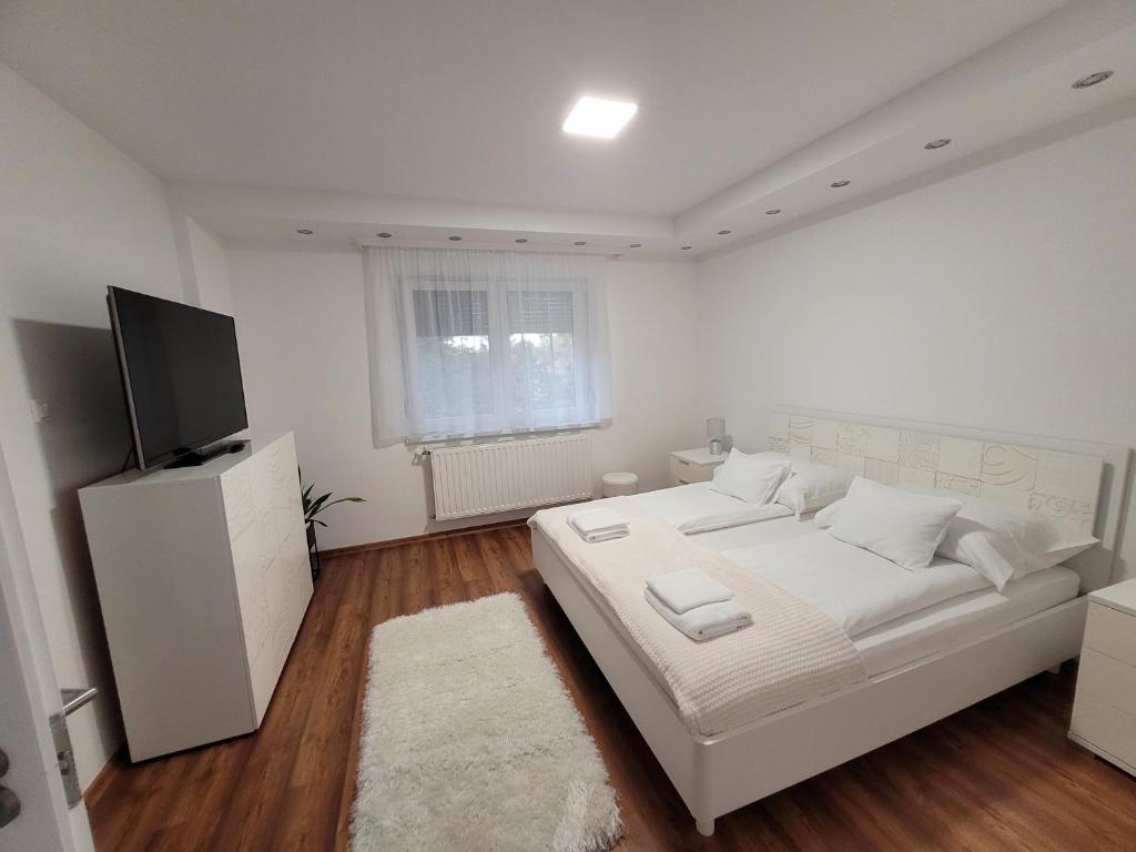 Telewizja i/lub zestaw kina domowego w obiekcie Mátrix apartman
