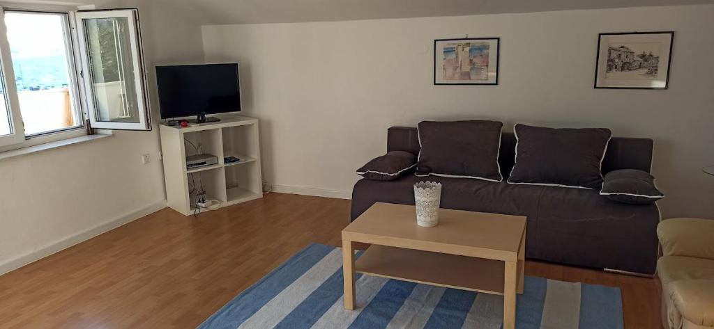 Televízia a/alebo spoločenská miestnosť v ubytovaní Apartmani Zulin