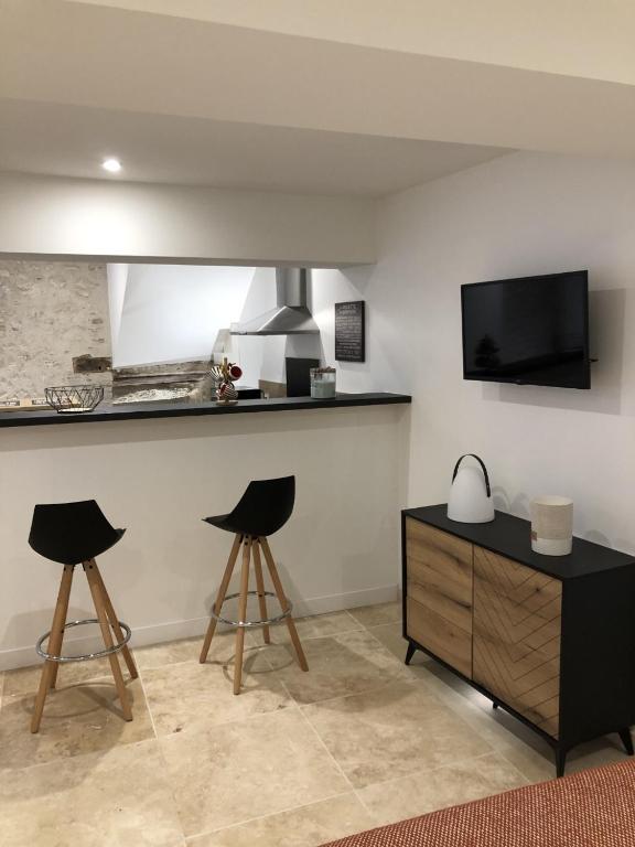 Kuchyň nebo kuchyňský kout v ubytování Gite Le petit Relais