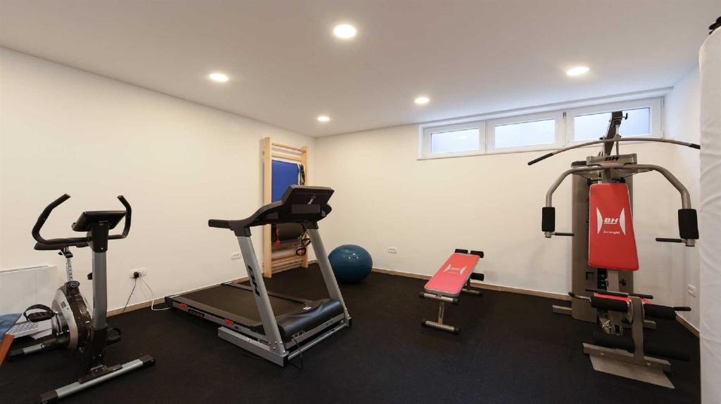 Posilňovňa alebo fitness centrum v ubytovaní Villa Amfora with heated pool, wellness and tennis