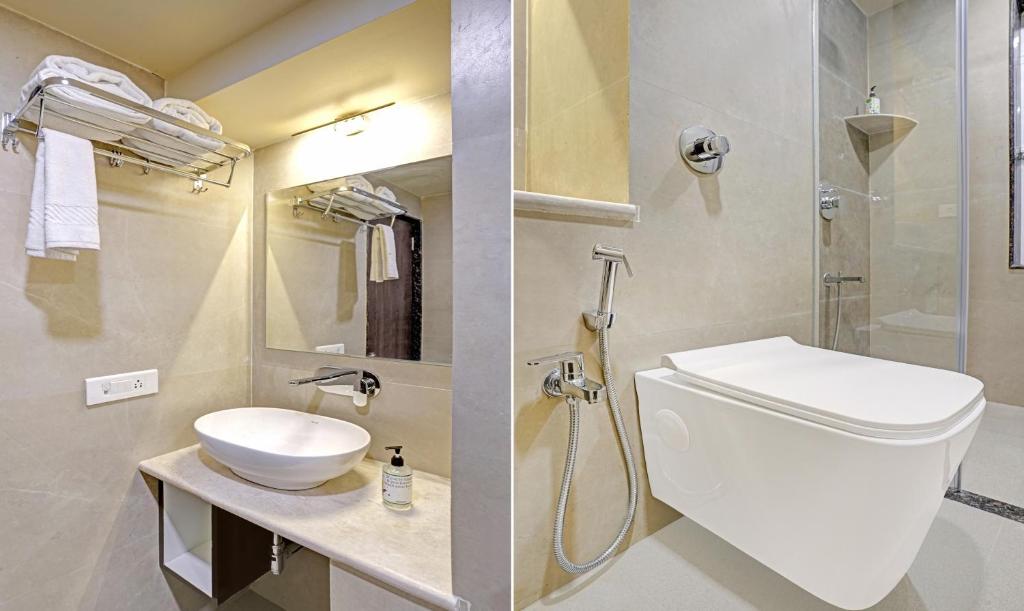 Koupelna v ubytování Treebo Premium Golden Bliss Trimurti Nagar Square