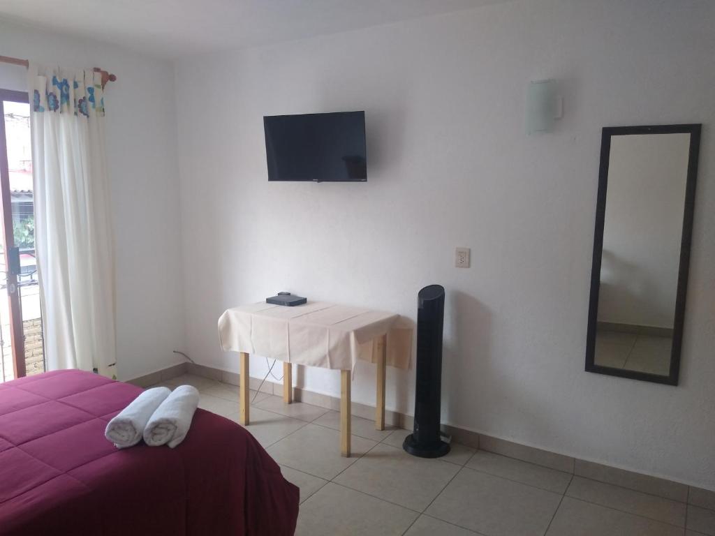 TV a/nebo společenská místnost v ubytování Hospedaje Anayauhcalli