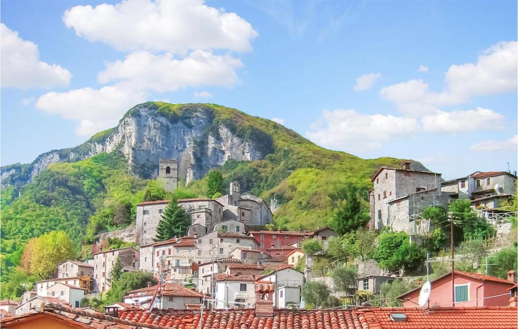 a village with a mountain in the background at Cozy Home In Cardoso-gallicano Lu With Kitchen in Cardoso