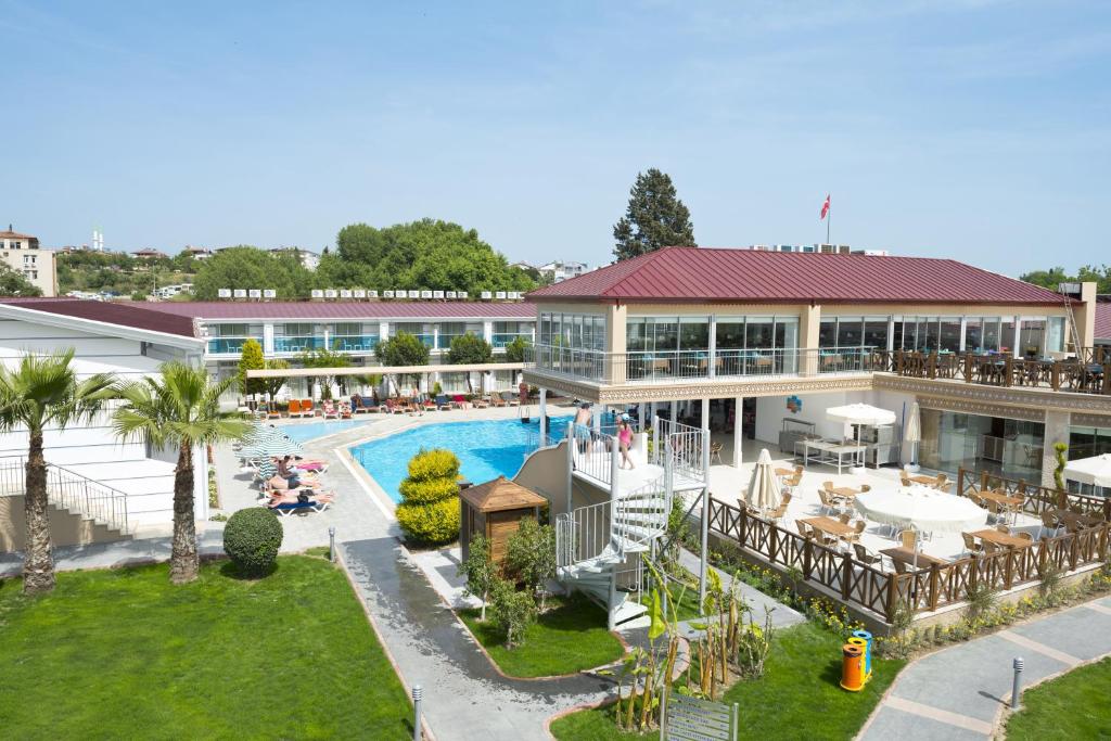 an aerial view of a resort with a swimming pool at Sun Club Side Hotel - All inclusive in Side