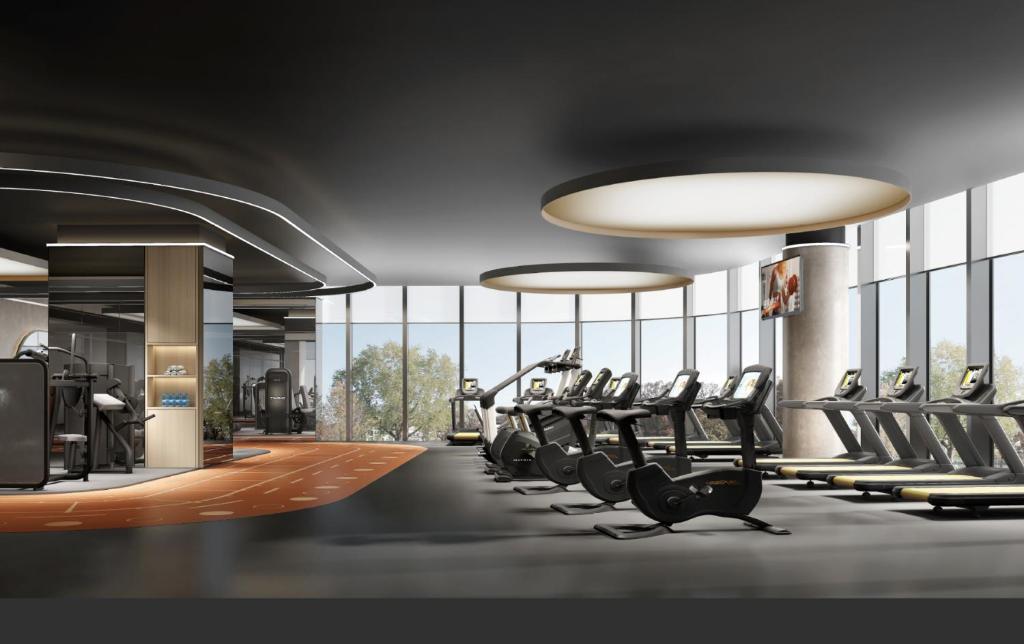 Fitness centrum a/nebo fitness zařízení v ubytování Wanda Jin Xiaohe Xincheng