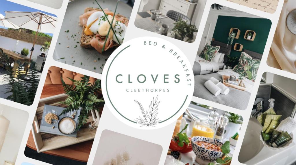 Cloves Boutique Bed & Breakfast في كْليثوربس: مجموعة من صور المنازل والنباتات