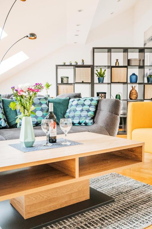 Część wypoczynkowa w obiekcie Penthouse apartment - Sauna - Terrasse - Kamin - AC