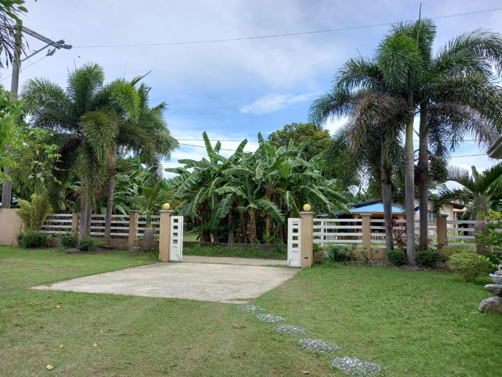 une clôture avec des palmiers et une allée dans l'établissement Precious J Residence, 