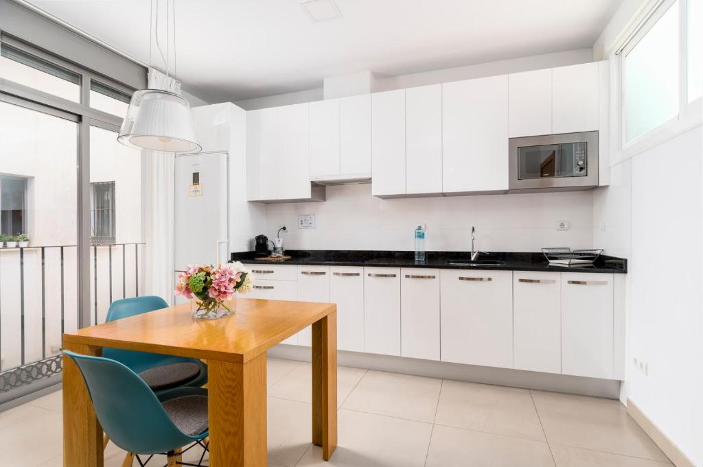 Kuchyň nebo kuchyňský kout v ubytování Suites Del Pintor
