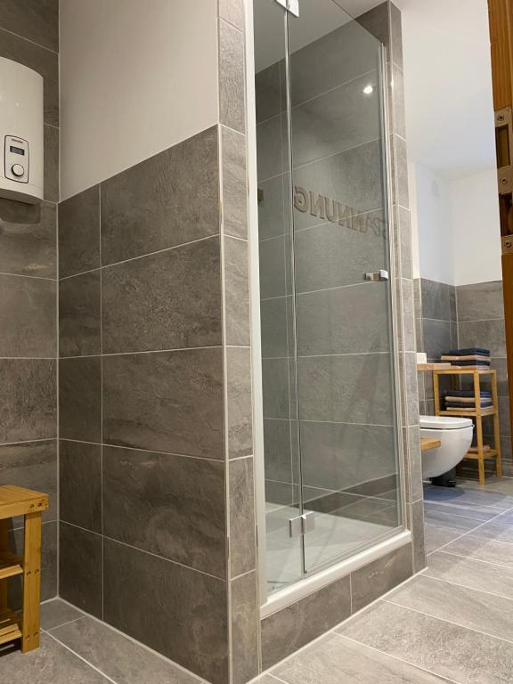Koupelna v ubytování FeWo Ostrau, neues Bad, neue Küche, zentral, ruhig, Sandstein-Ferien, Terrasse