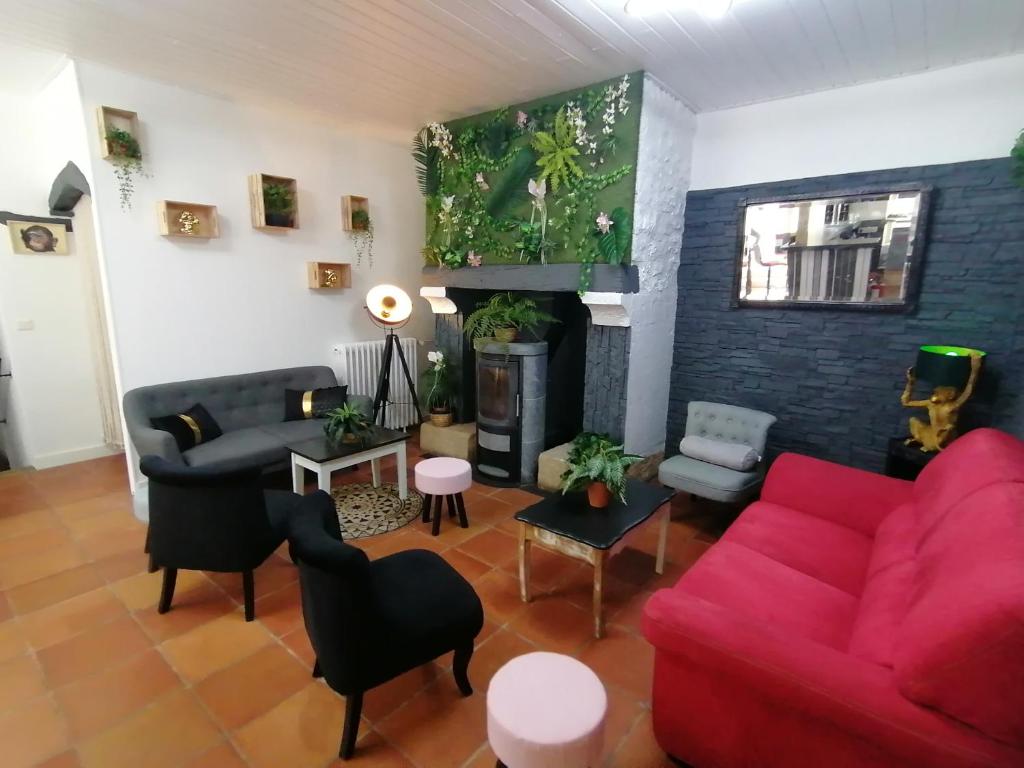 Posezení v ubytování Auberge du botaniste