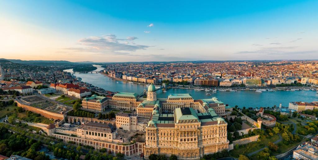 an aerial view of the parliament building in vienna at Premium Buda Castle Apartment in Budapest