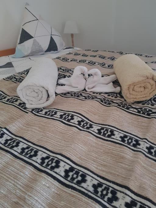Posteľ alebo postele v izbe v ubytovaní Chaumière avec sa toiture recouverte de chaume !!!