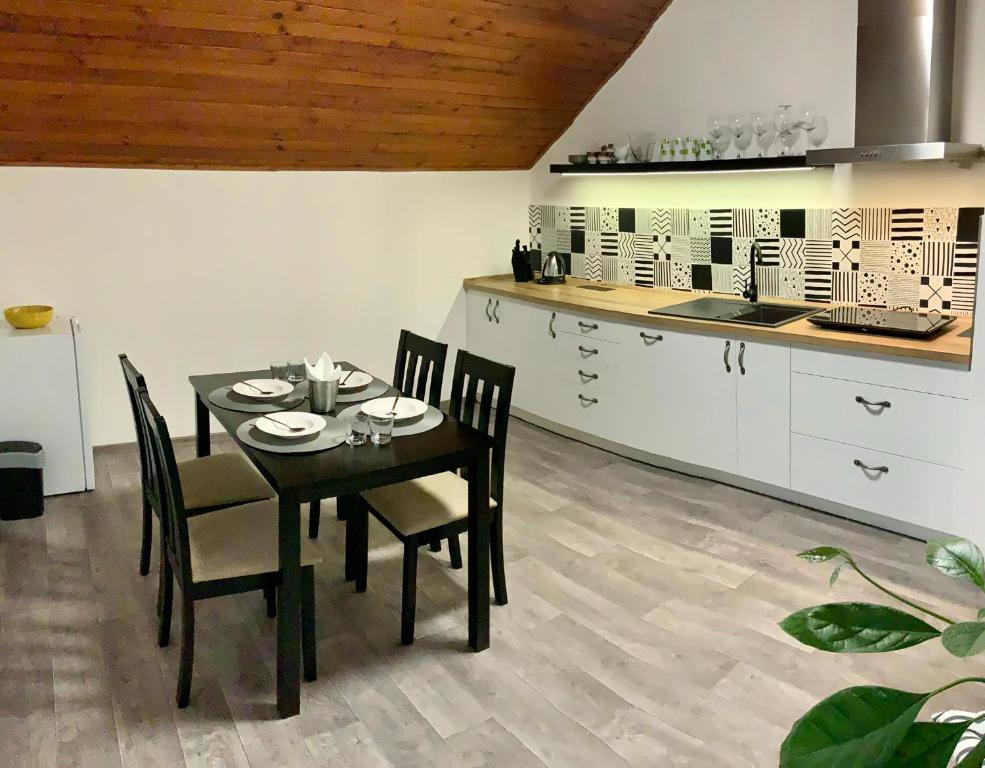 Kuchyň nebo kuchyňský kout v ubytování Apartmán v podkroví