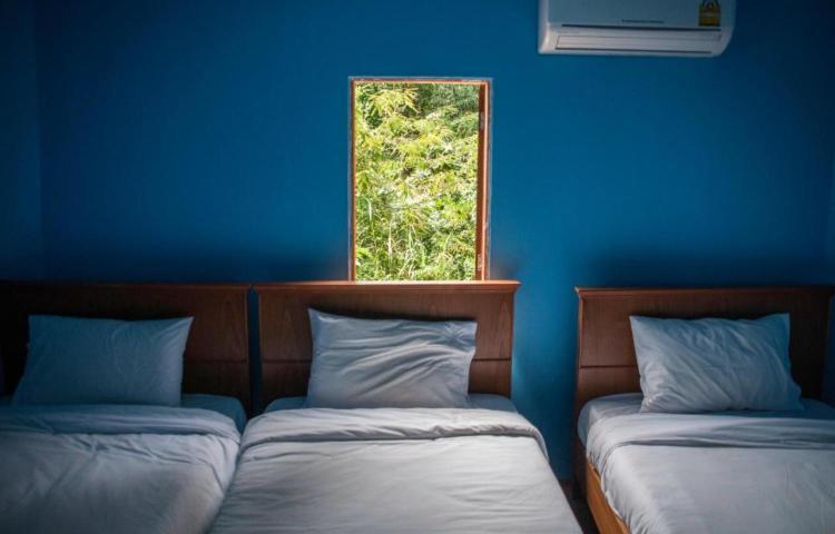 Tempat tidur dalam kamar di The Lazy Bar and Guesthouse