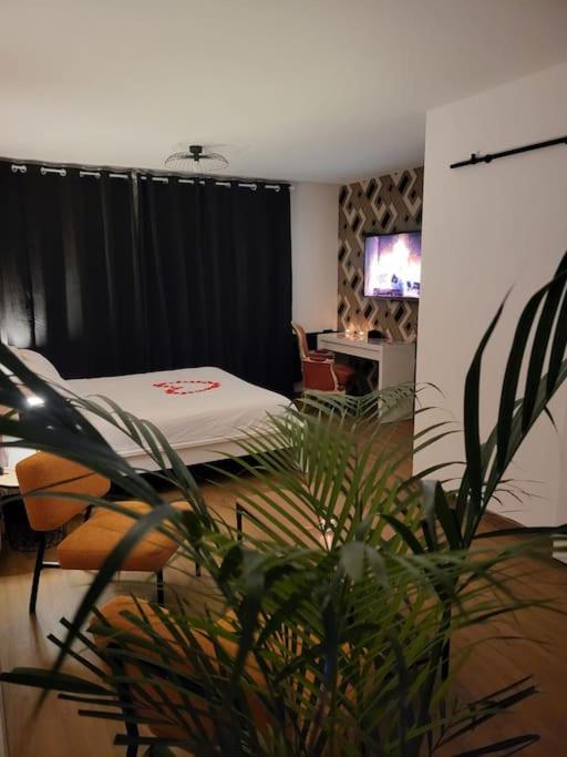 Postel nebo postele na pokoji v ubytování Cosy Corner - Appartement spa - Jacuzzi