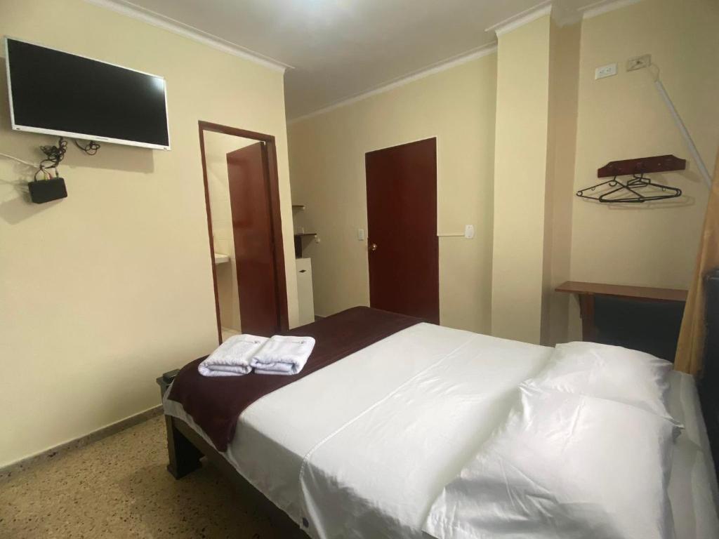 Postel nebo postele na pokoji v ubytování Hotel Caldas Plaza