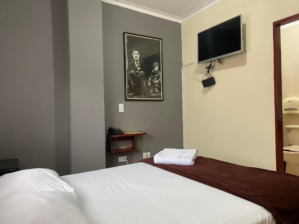 Postel nebo postele na pokoji v ubytování Hotel Caldas Plaza