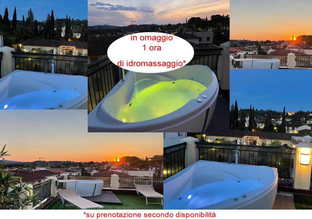 eine Collage von Fotos mit einer Badewanne im Notfall in der Unterkunft Argentiere Room Apartments in Florenz