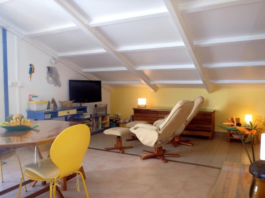 TV a/nebo společenská místnost v ubytování Charmant et spacieux studio à 50m de la plage