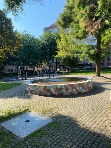 A garden outside Beautiful apartment with AC