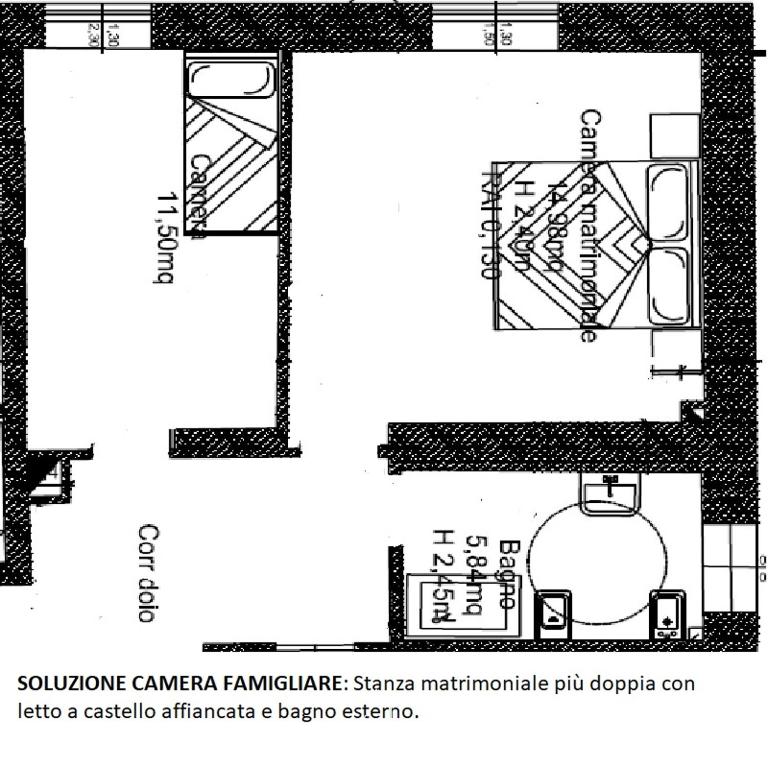 Půdorys ubytování B&B LE AQUANE
