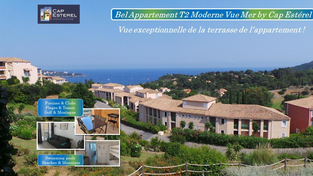 eine Collage von Bildern von Häusern auf einem Hügel in der Unterkunft Appartements Modernes Vue Mer à Cap Estérel in Saint-Raphaël