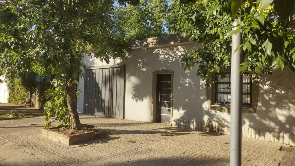 um edifício branco com uma árvore em frente em Residencia Dos Soles -Resistencia Chaco em Resistência