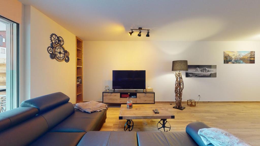 TV a/nebo společenská místnost v ubytování Spacious apartment - beautiful terrace with view