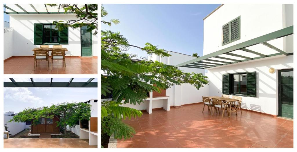 a collage of photos of a house with a patio at Villa Sevilla in Playa Blanca