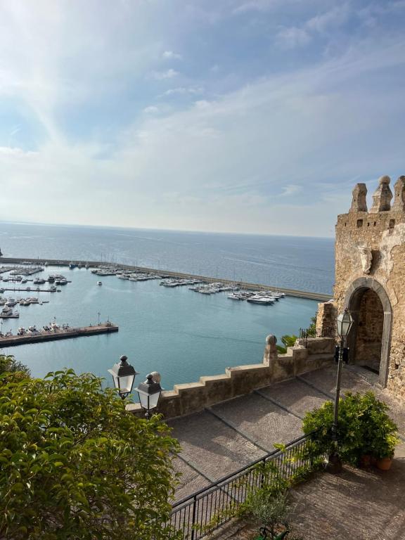 a view of a body of water from a castle at Suites Luisa Sanfelice in Agropoli